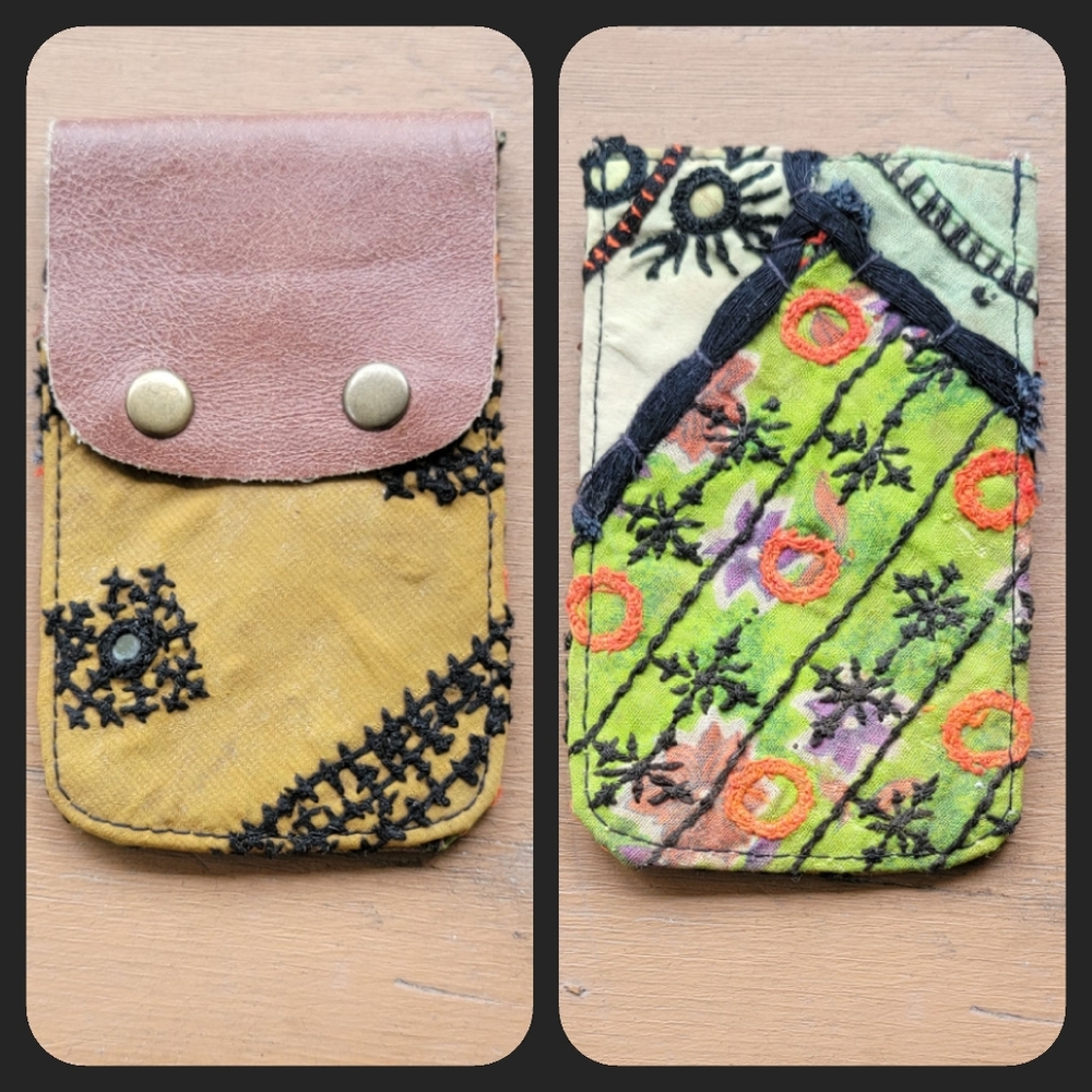 ๐ณ๐ง Free People Boho Embroidered Repurposed vtg banjara hippie Wallet card case